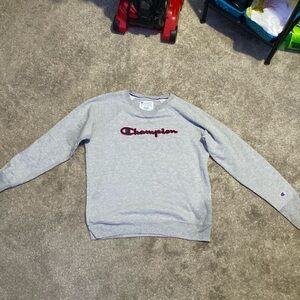 champion oxford grey womens fleece pullover crewneck medium